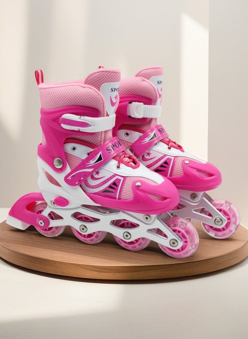 EASY FUTURE Skate Shoes Adjustable Inline Skates for Kids Flashing LED Wheels Roller Skates for Boys Girls Beginners 4 Colors 3 Sizes to Choose NO.1301 - Image 1